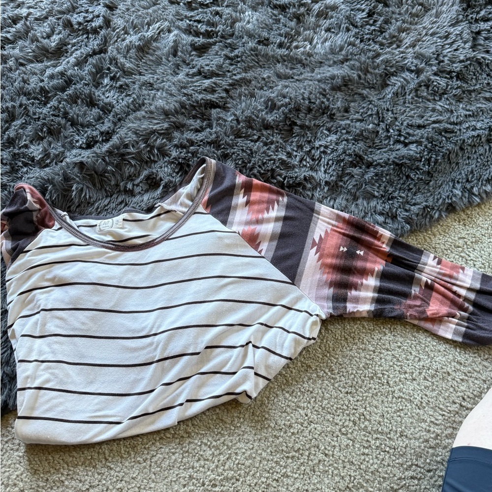 Maurices 24/7 Black and White Striped Top